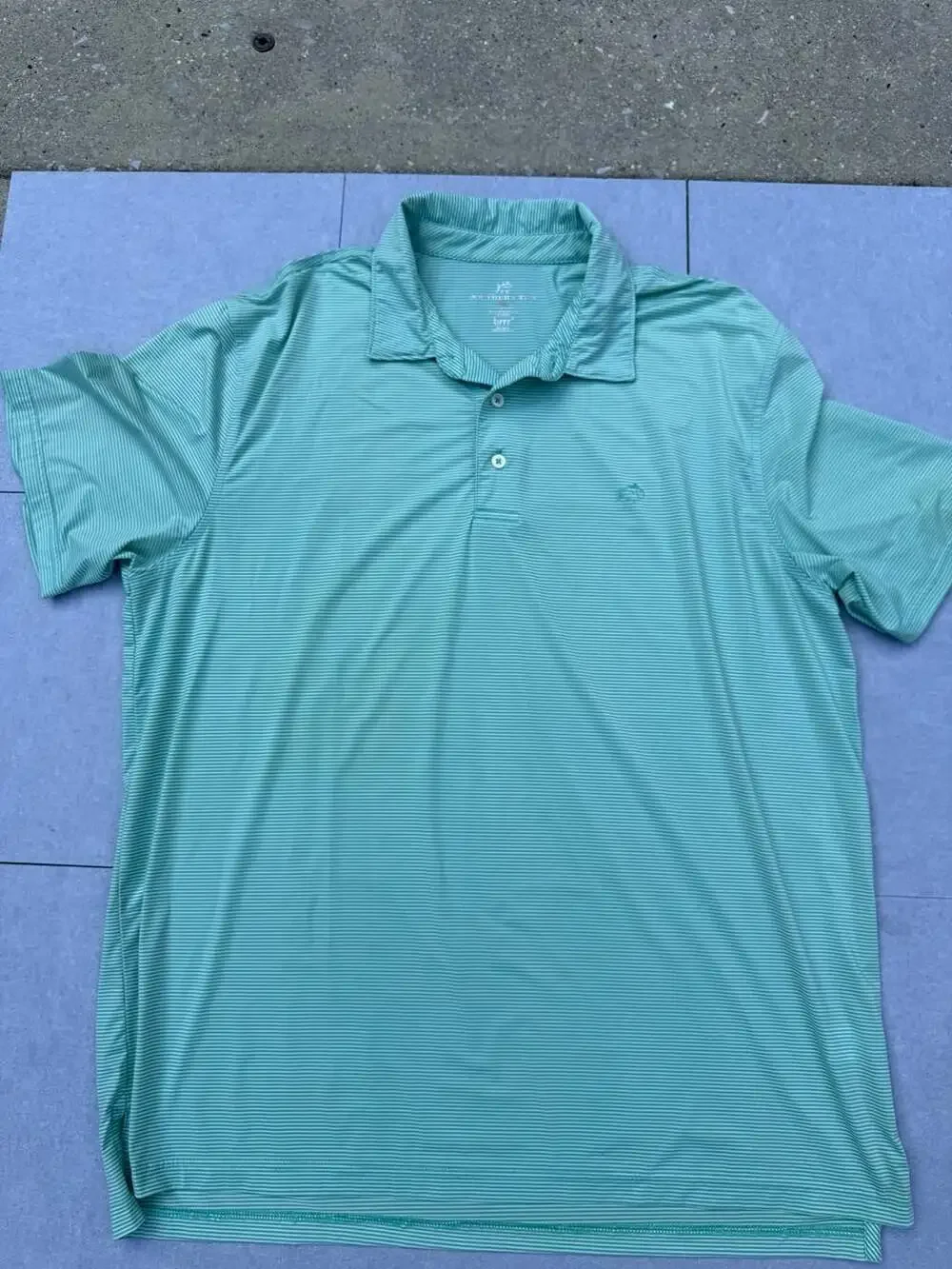 Southern Tide Polo Shirt Size XL Light Green Striped Short Sleeve